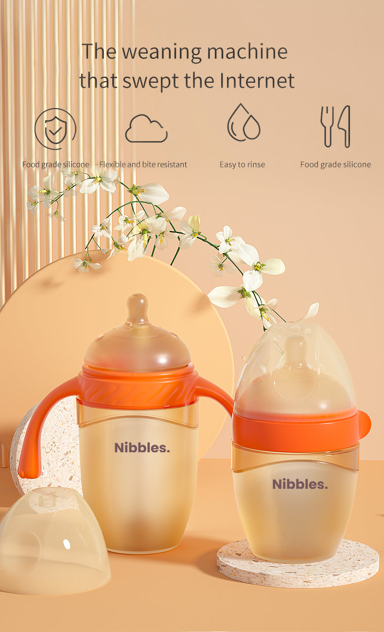 Nibbles Silicone Feeding Bottle with Handle – 210 ml | BPA-Free, Anti-Colic, Easy Grip