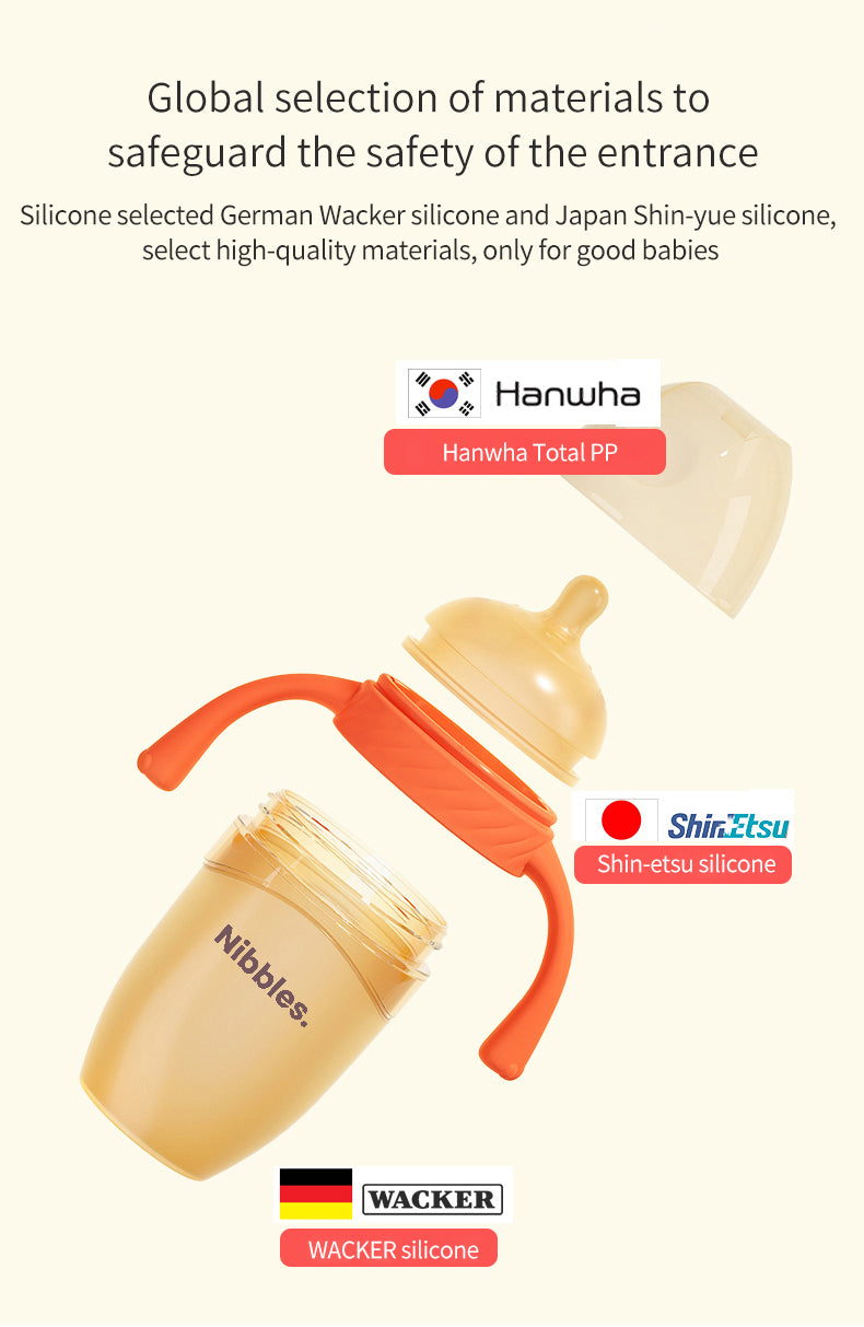 Nibbles Silicone Feeding Bottle with Handle – 210 ml | BPA-Free, Anti-Colic, Easy Grip