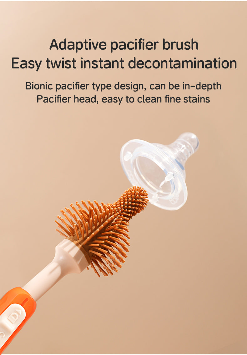 Nibbles Silicone Baby Bottle Cleaning Brush Set – 3 Pieces | Soft Bristles, Long Handle