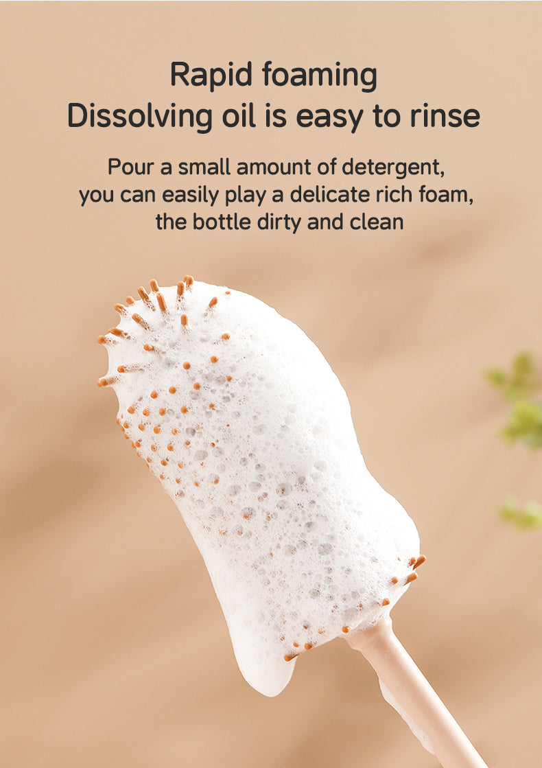 Nibbles Silicone Baby Bottle Cleaning Brush Set – 3 Pieces | Soft Bristles, Long Handle