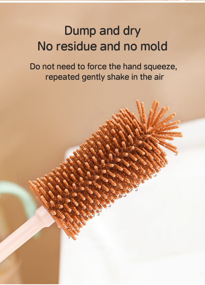 Nibbles Silicone Baby Bottle Cleaning Brush Set – 3 Pieces | Soft Bristles, Long Handle