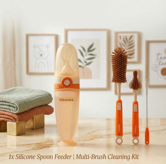 Nibbles EasyFeed & Clean Baby Combo - Nibbles Baby Spoon Feeder and Cleaner