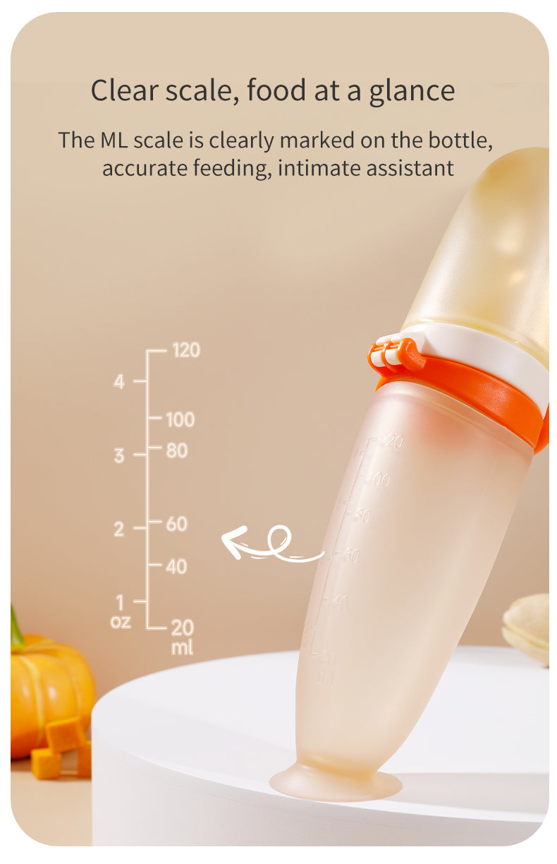 Nibbles Premium Silicone Baby Spoon Feeder Bottle – 120 ml | BPA-Free, Soft Tip, Anti-Spill
