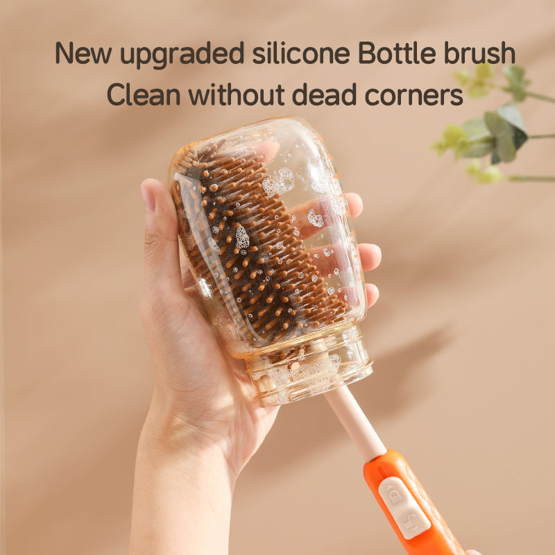 Nibbles Silicone Baby Bottle Cleaning Brush Set – 3 Pieces | Soft Bristles, Long Handle