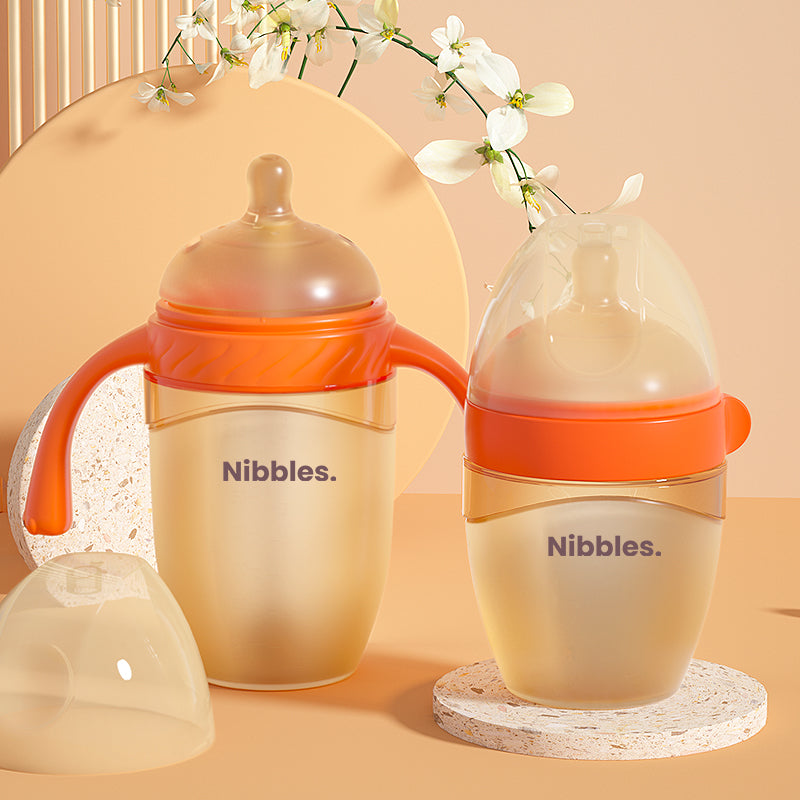 Nibbles Silicone Feeding Bottle with Handle – 210 ml | BPA-Free, Anti-Colic, Easy Grip