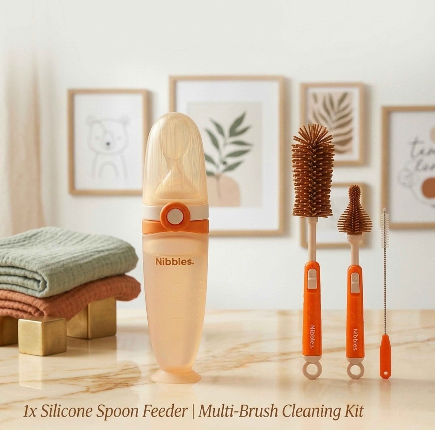 Nibbles EasyFeed & Clean Baby Combo - Nibbles Baby Spoon Feeder and Cleaner