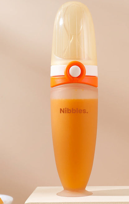 Nibbles Premium Silicone Baby Spoon Feeder Bottle – 120 ml | BPA-Free, Soft Tip, Anti-Spill