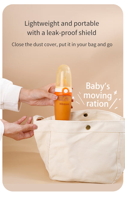 Nibbles Premium Silicone Baby Spoon Feeder Bottle – 120 ml | BPA-Free, Soft Tip, Anti-Spill