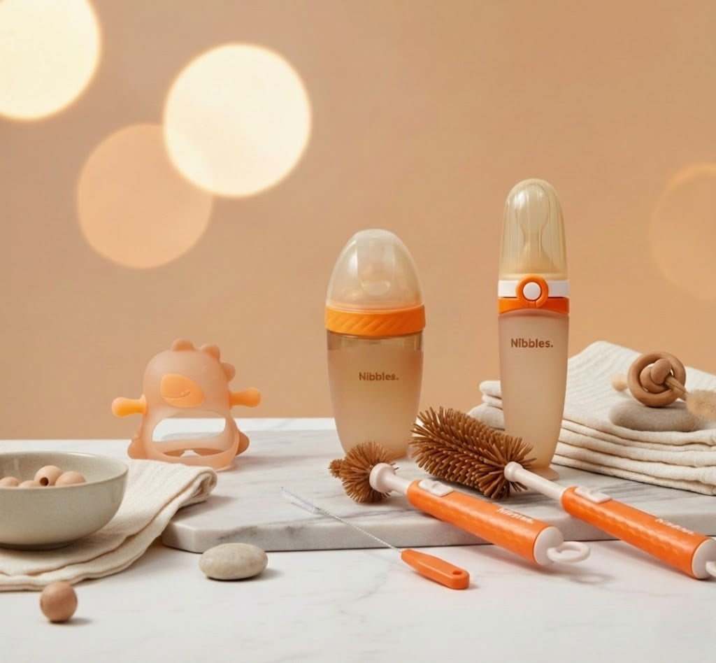 Nibbles 4-in-1 Silicone Feeding Set for Effortless Mealtime Solutions - Nibbles